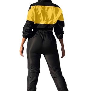 Black And Mustard Colour Block Tracksuit - Adryanna